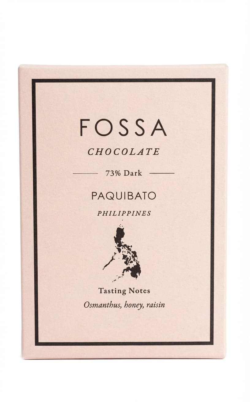 Paquibato 73% 73% dark bar packaging by Fossa
