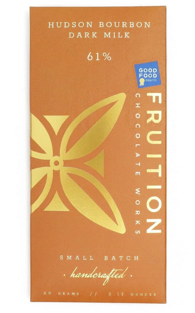 Hudson Bourbon Dark Milk 61% 61% milk bar packaging by Fruition Chocolate Works