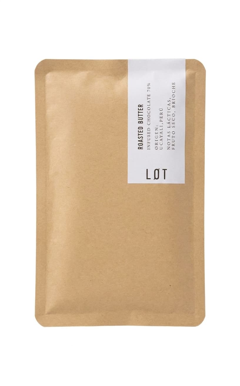 Roasted Butter 70% 70% dark bar packaging by LOT Roasters