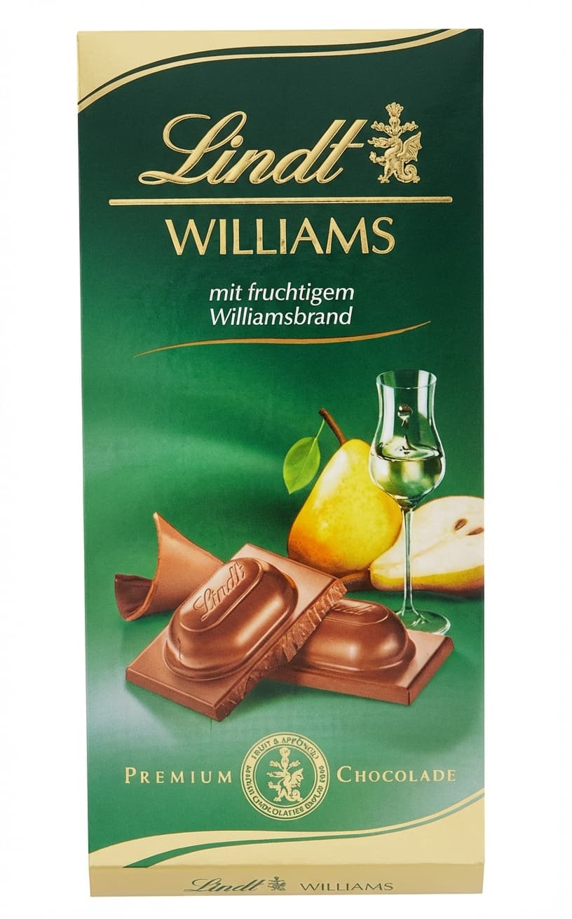 Williams Pear 31% milk bar packaging by Lindt