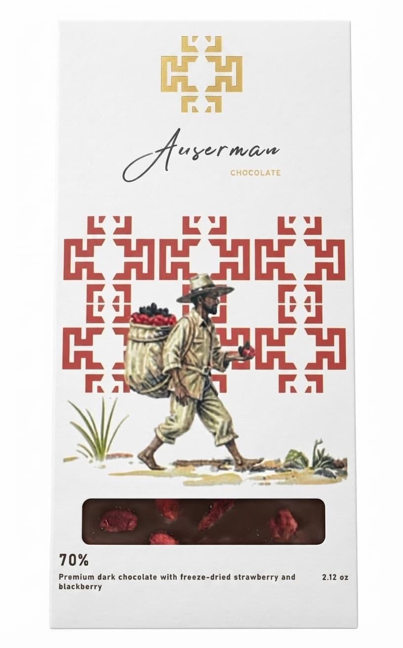 Strawberry & Blackberry 70% 70% dark bar packaging by Auserman