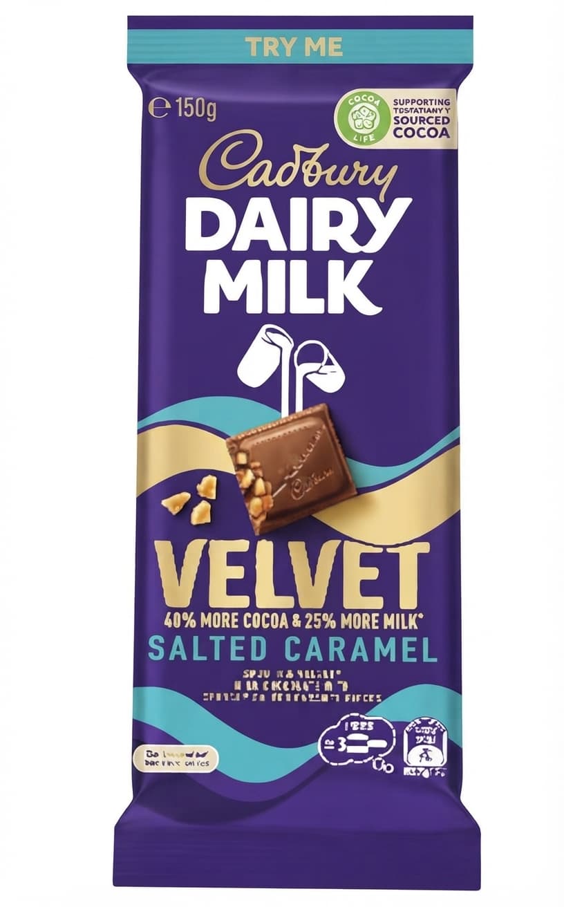 Velvet Salted Caramel null% milk bar packaging by Cadbury