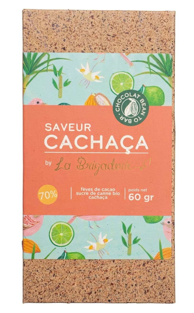 Saveur Cachaça 70% 70% dark bar packaging by La Brigaderie