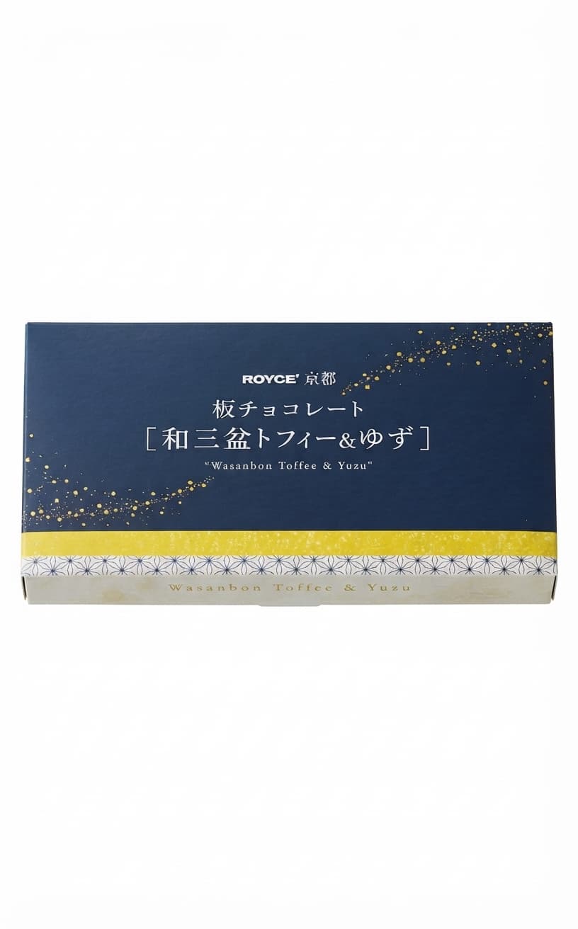 Wasanbon Toffee & Yuzu null% milk bar packaging by Royce'
