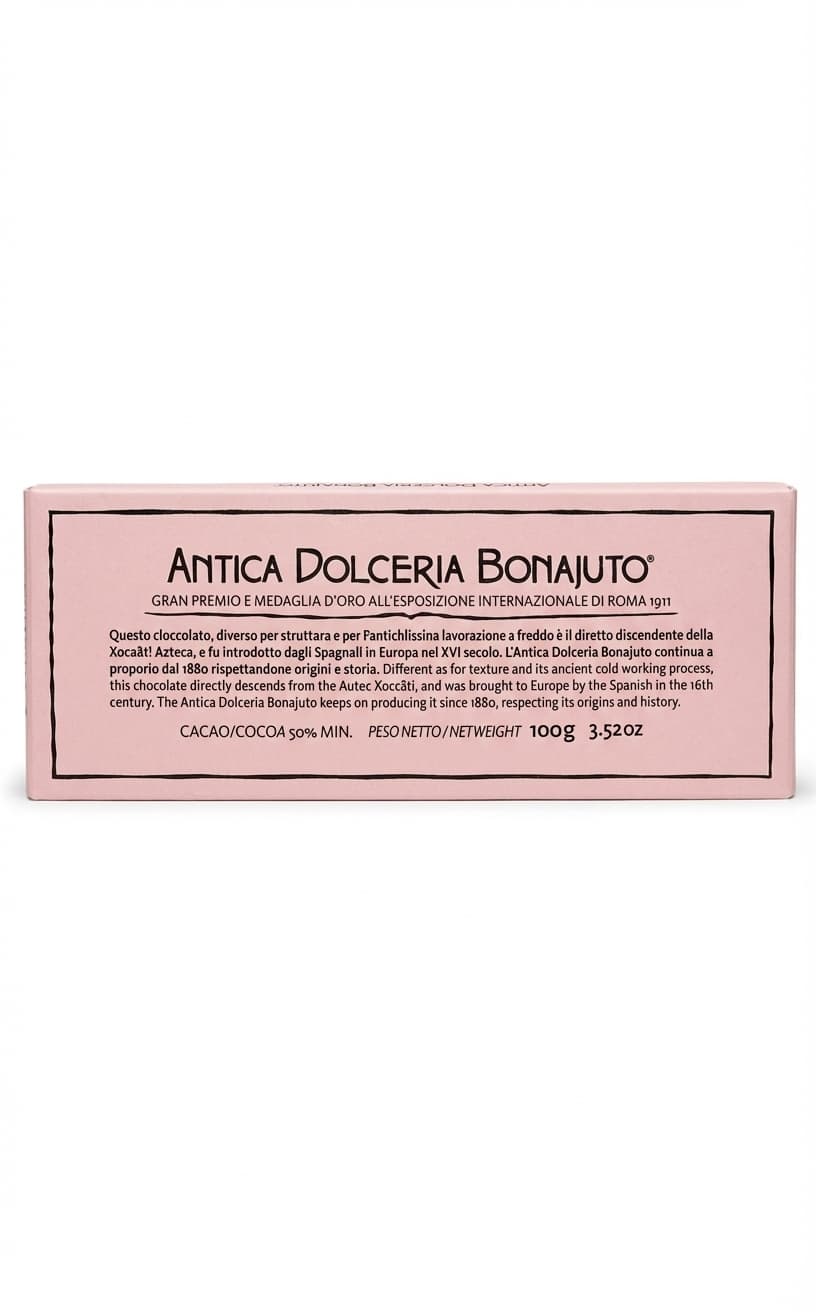 Antica Dolceria Bonajuto 50% dark bar packaging by Bonajuto