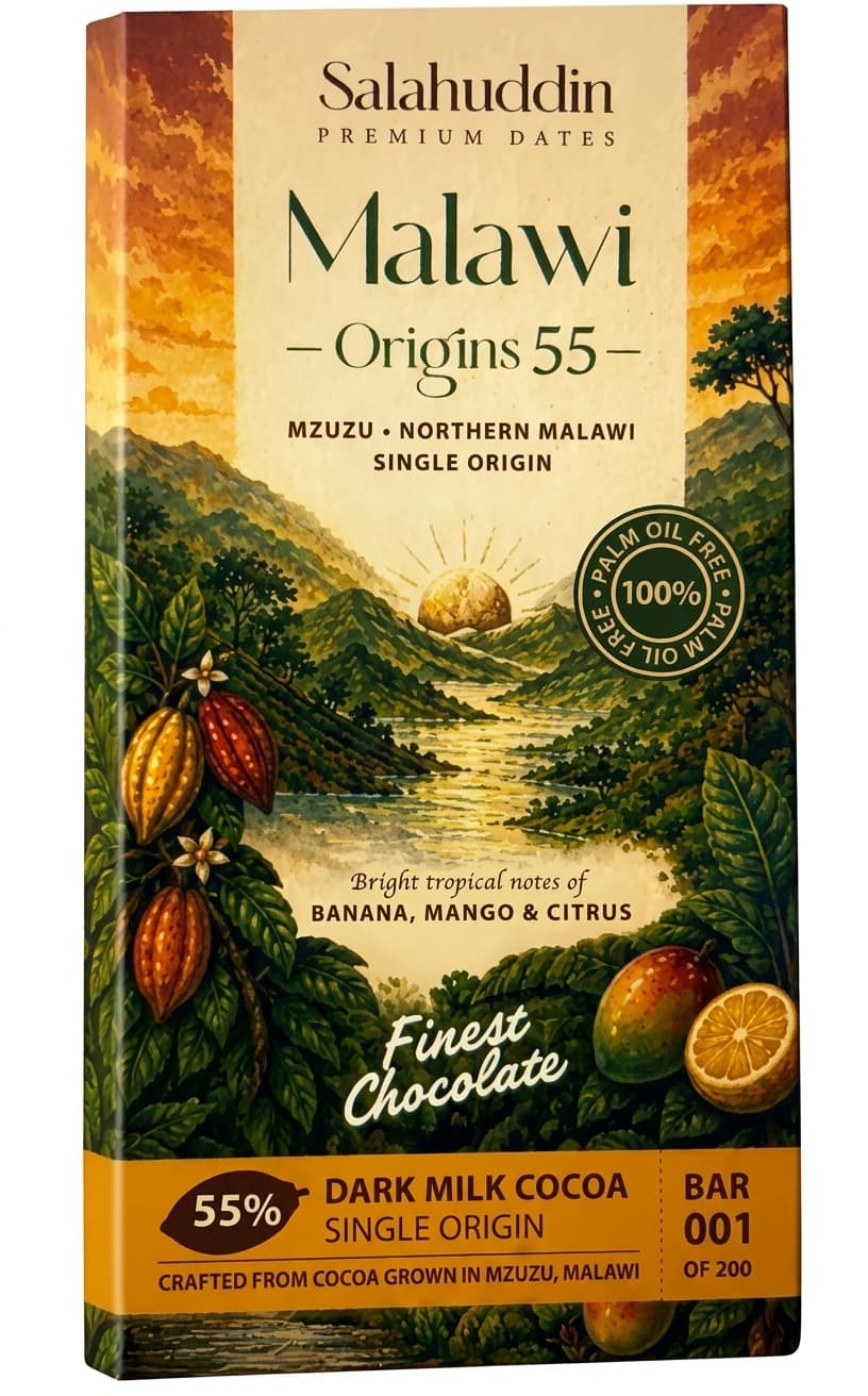 Malawi Origins 55 55% milk bar packaging by Salahuddin
