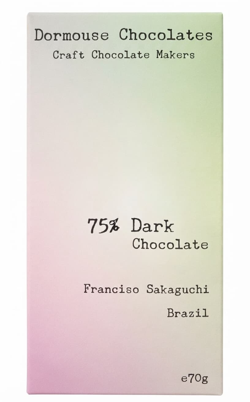 Francisco Sakaguchi 75% 75% dark bar packaging by Dormouse Chocolates