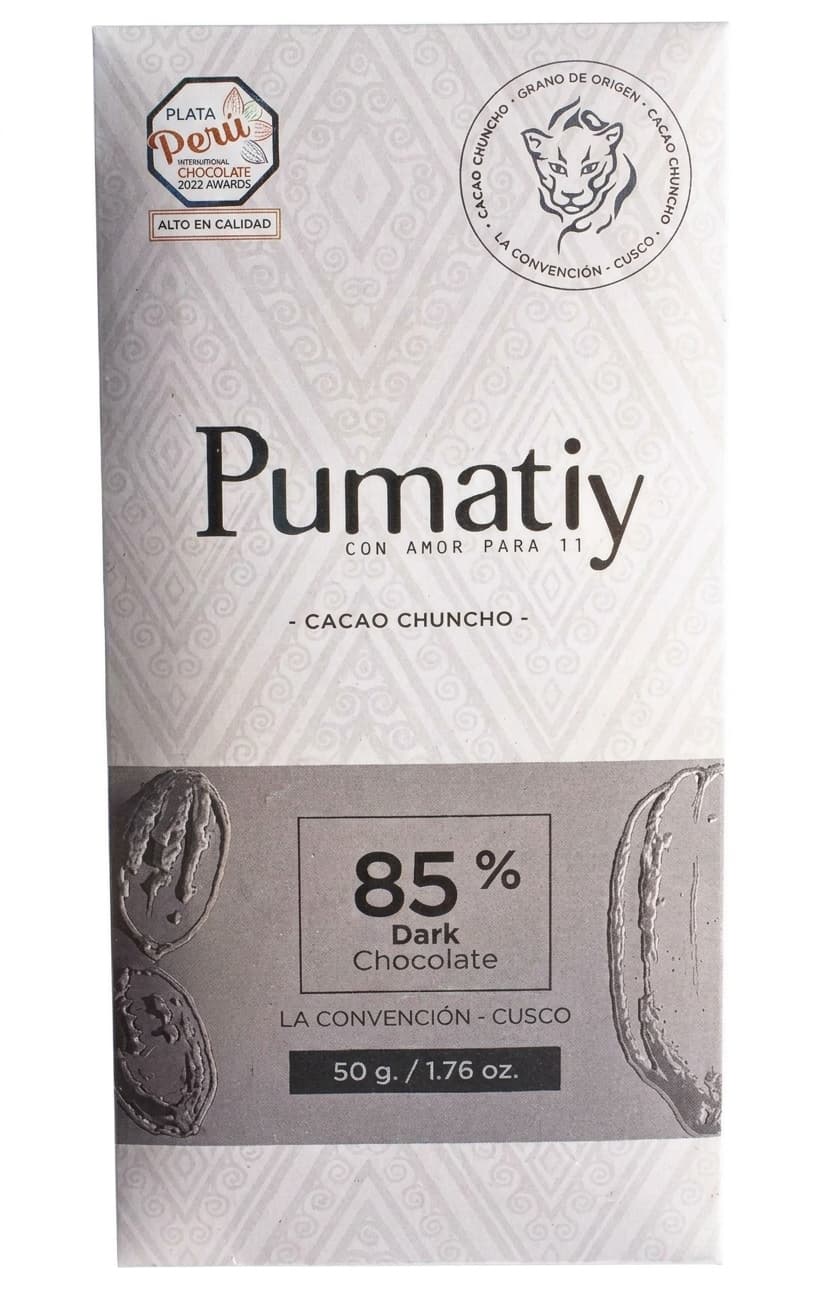 Cacao Chuncho 85% Dark Chocolate 85% dark bar packaging by Pumatiy