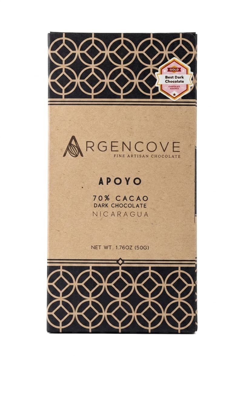 Apoyo 70% 70% dark bar packaging by Argencove