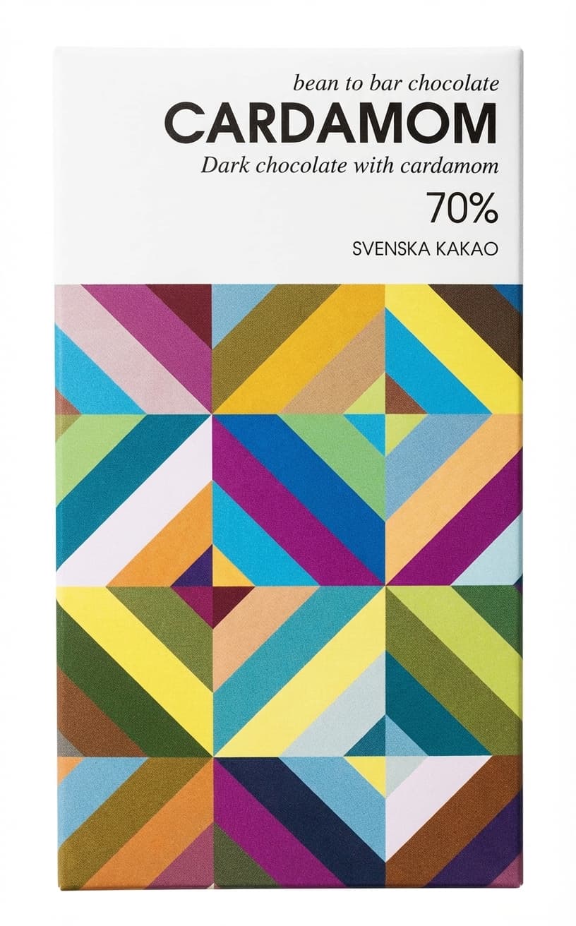 Cardamom 70% 70% dark bar packaging by Svenska Kakao