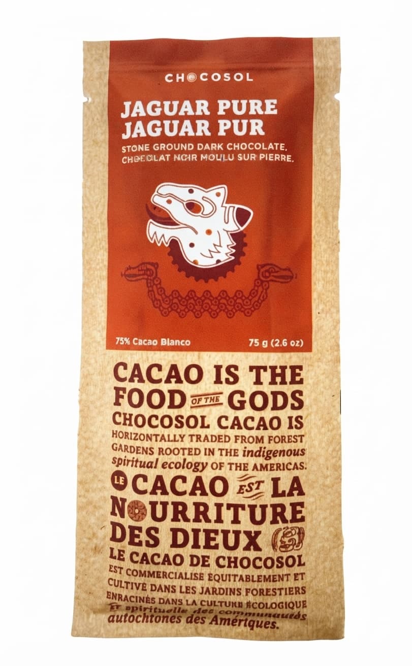 Jaguar Pure 75% dark bar packaging by ChocoSol