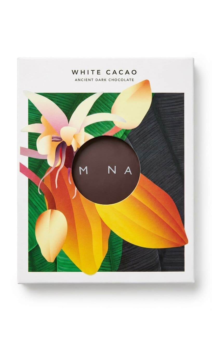 White Cacao 80% dark bar packaging by Naive