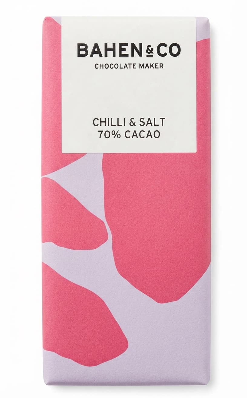 Chilli & Salt 70% 70% dark bar packaging by Bahen & Co