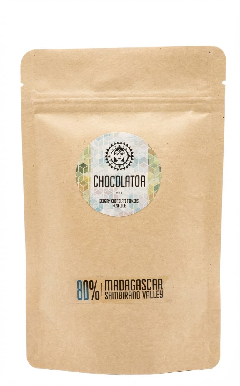 Madagascar Sambirano Valley 80% 80% dark bar packaging by Chocolatoa
