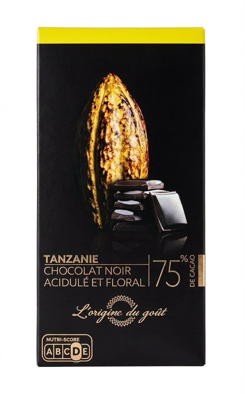 Tanzanie 75% 75% dark bar packaging by L'origine du goût