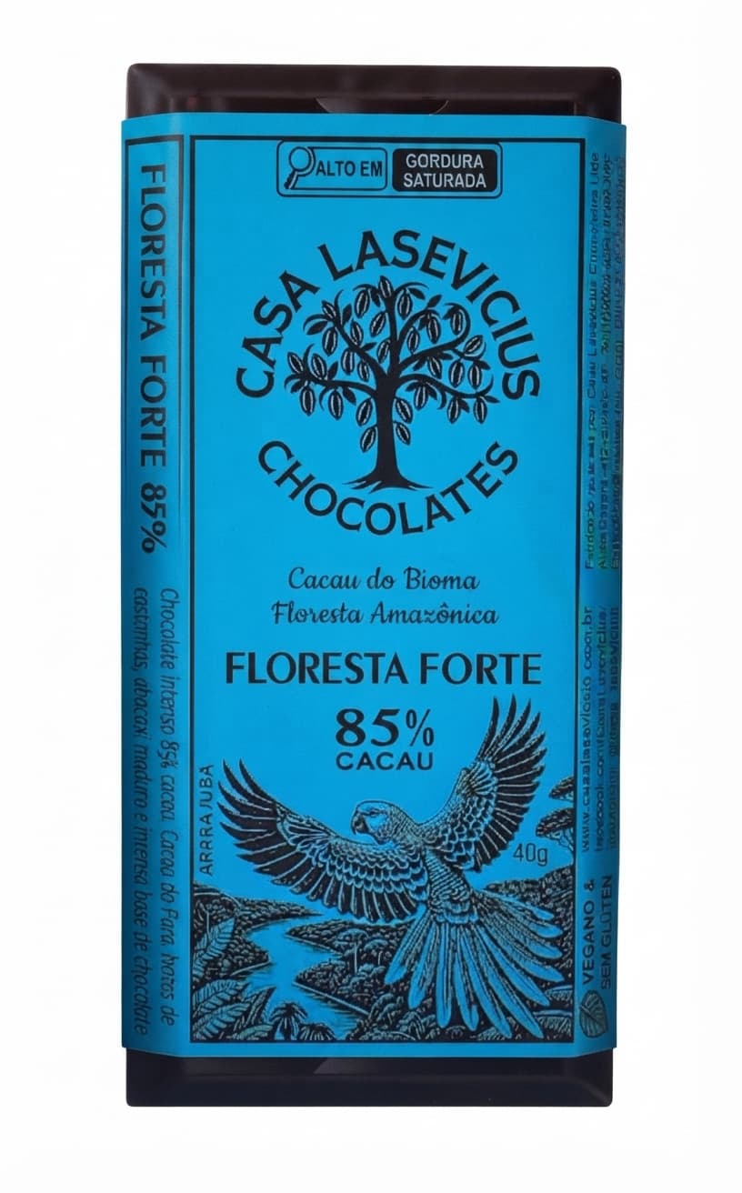 Floresta Forte 85% 85% dark bar packaging by Casa Lasevicius