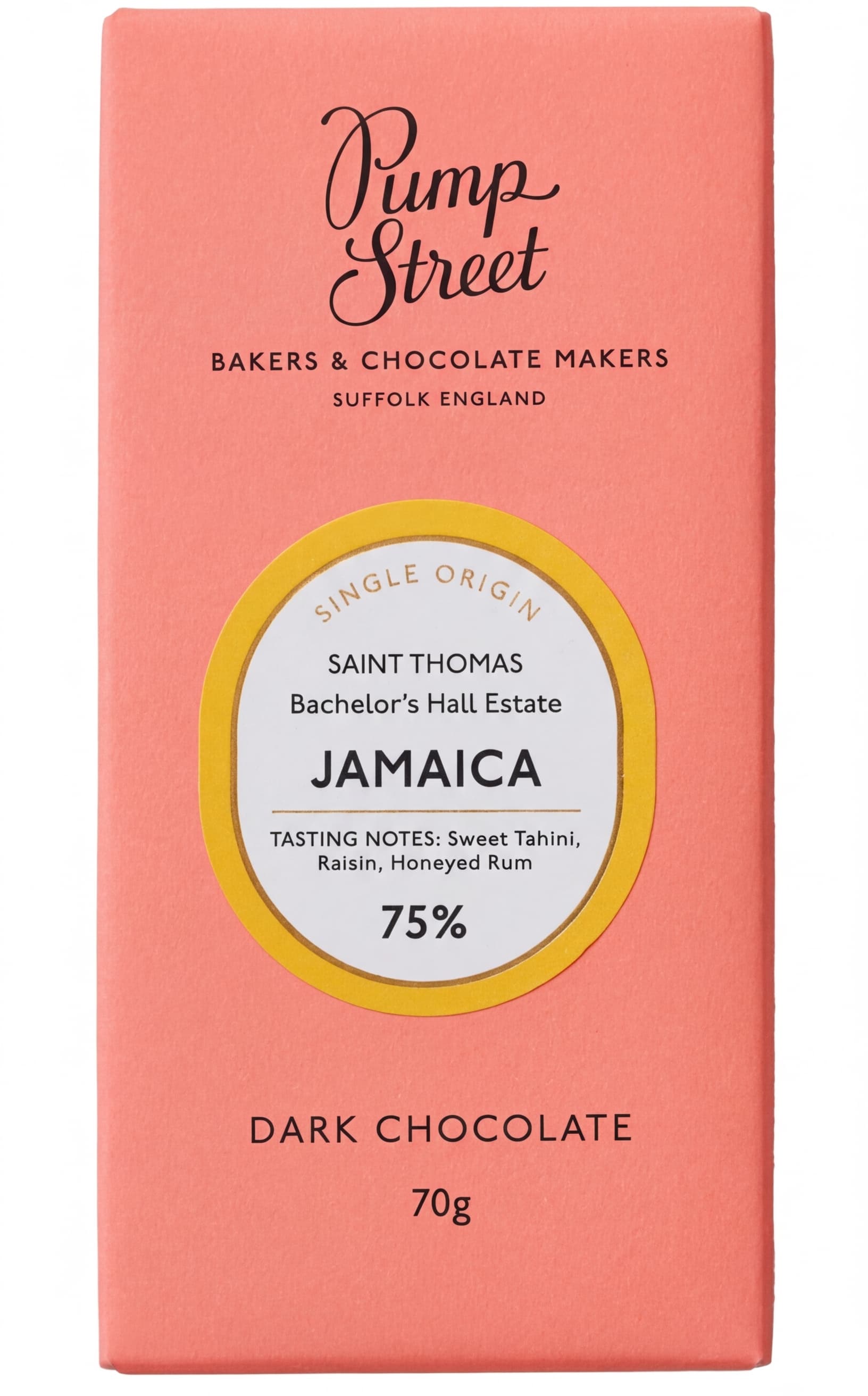 Saint Thomas 75% 75% dark bar packaging by Pump Street