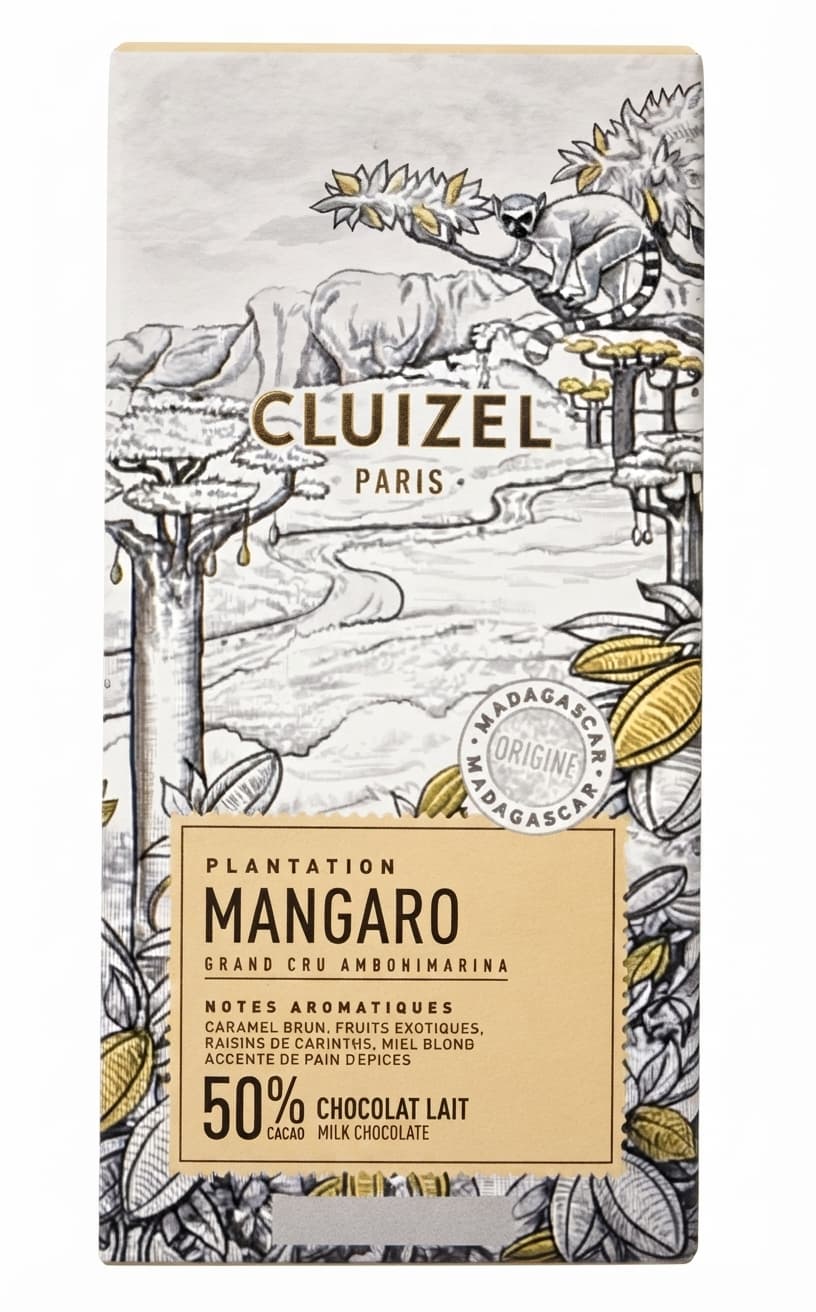 Mangaro 50% 50% milk bar packaging by Cluizel