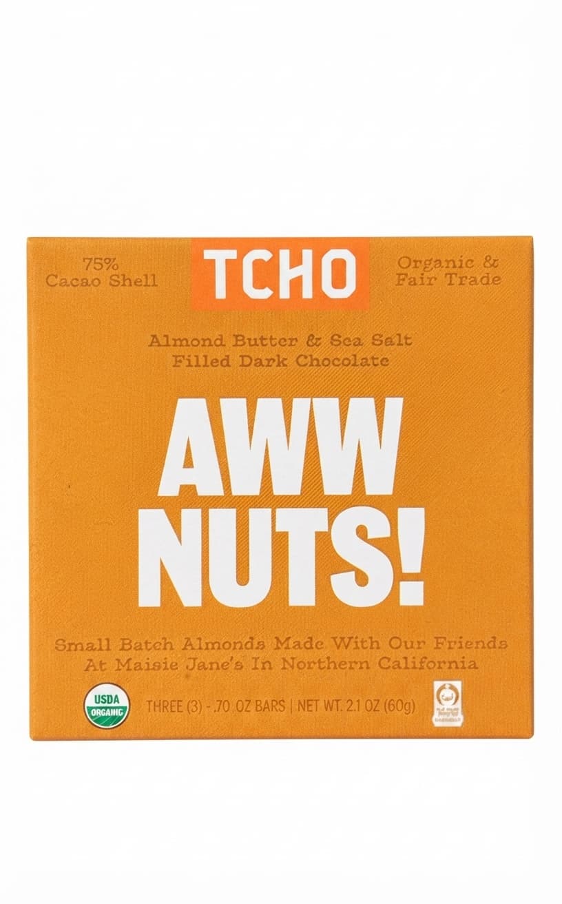 Aww Nuts! 75% dark bar packaging by TCHO