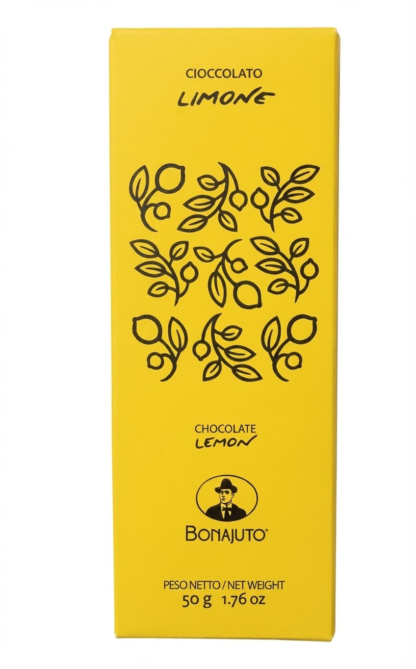 Chocolate Lemon 80% dark bar packaging by Bonajuto