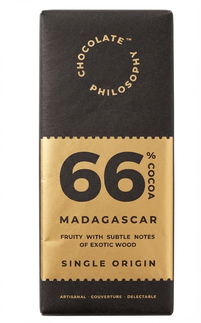 Madagascar 66% 66% dark bar packaging by Chocolate Philosophy