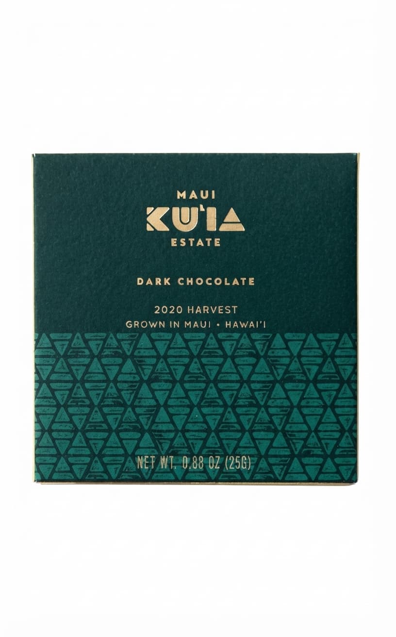 Maui Grown 70% 70% dark bar packaging by Maui Ku'ia Estate Chocolate