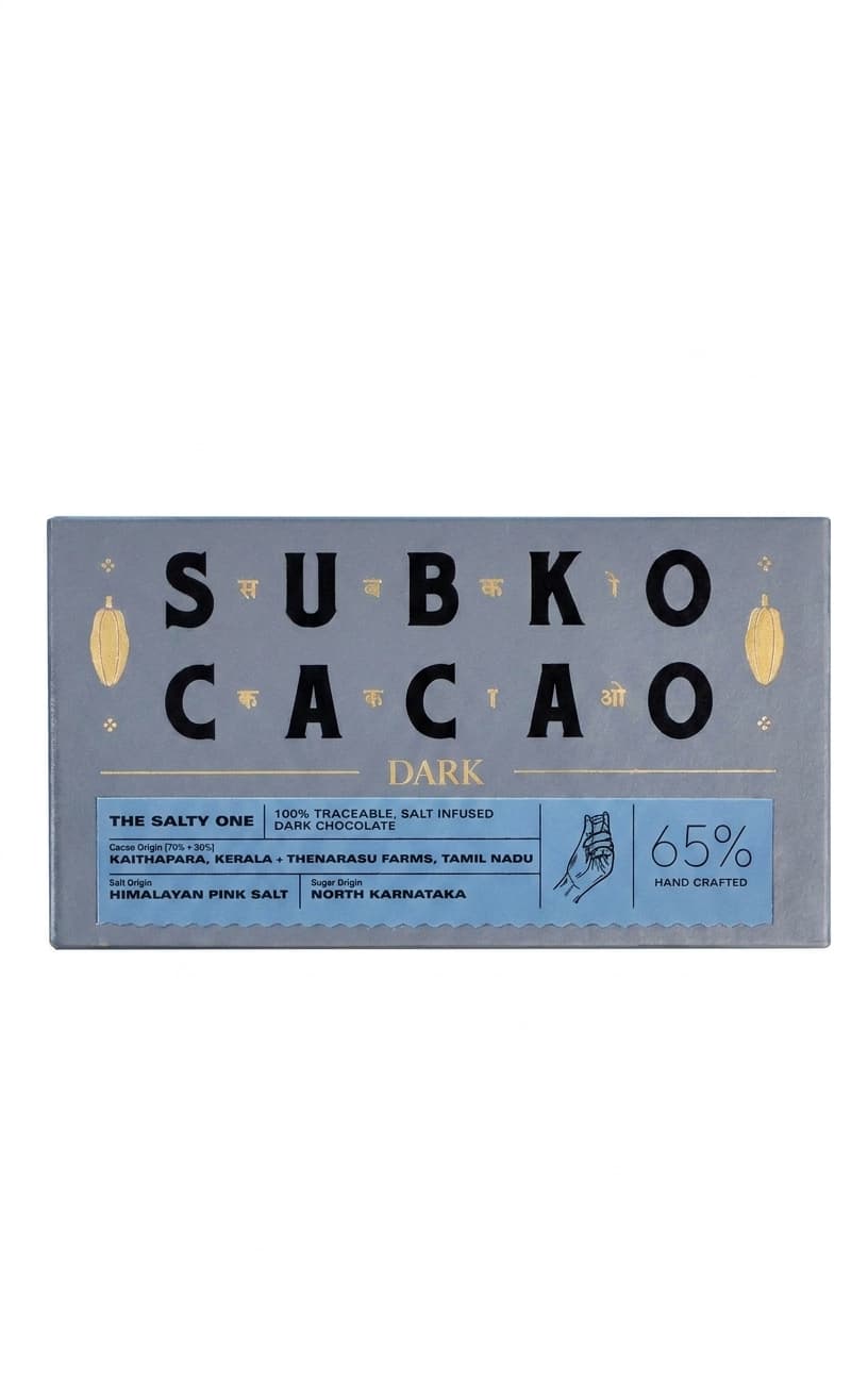 Pink Salt 65% 65% dark bar packaging by Subko