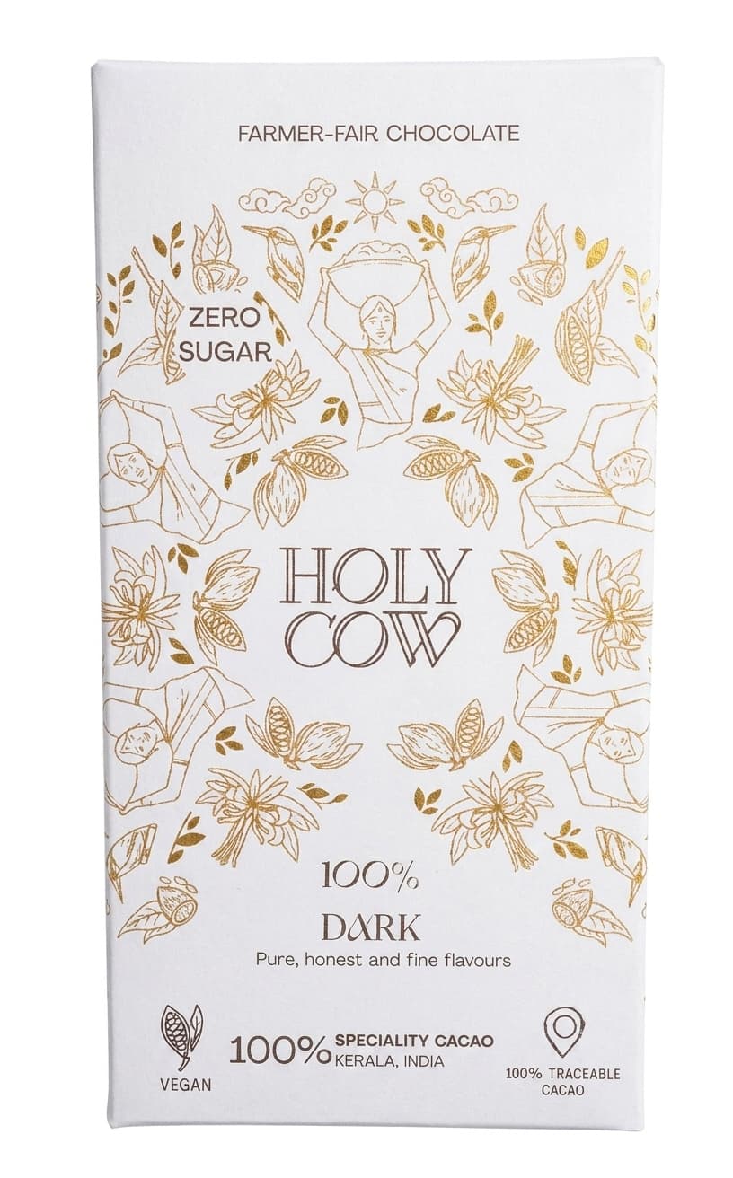 100% Dark 100% dark bar packaging by Holy Cow