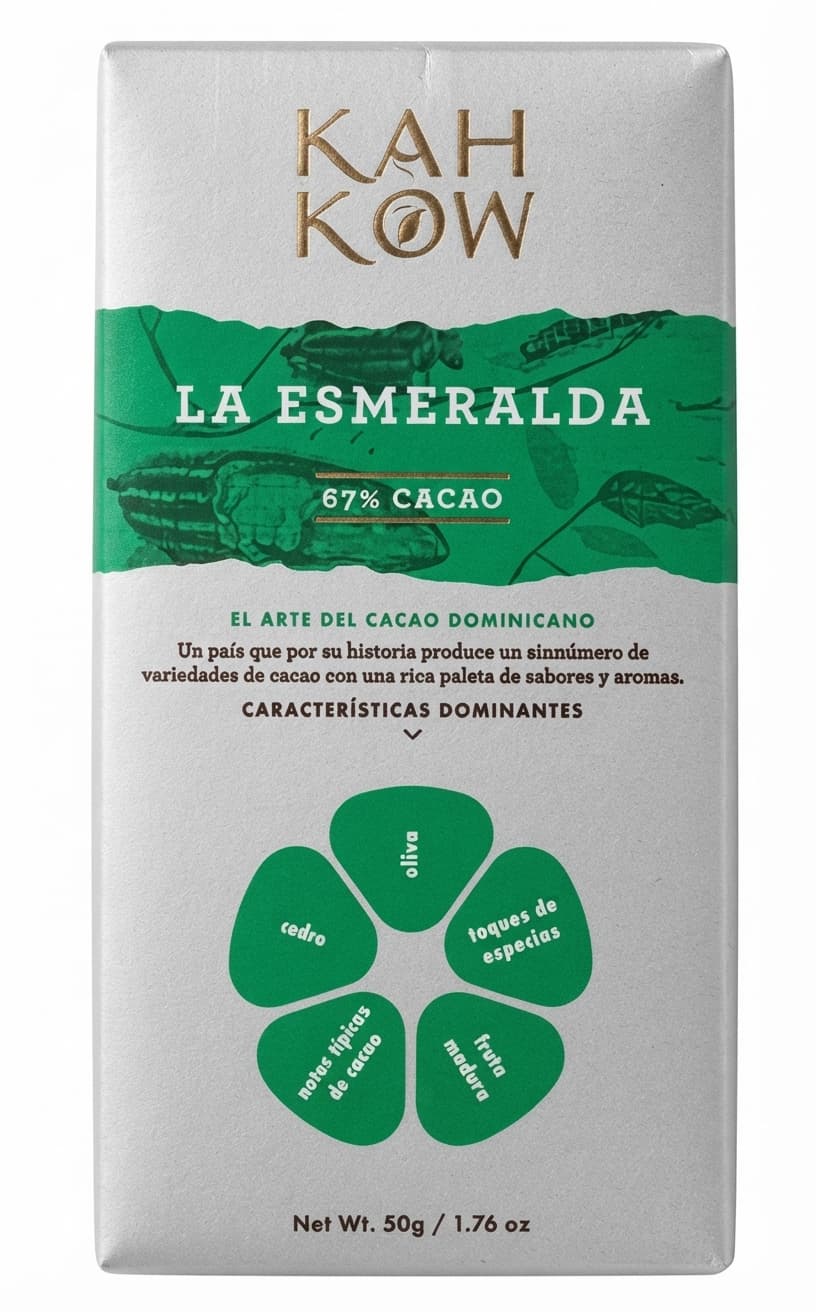La Esmeralda 67% 67% dark bar packaging by Kah Kow