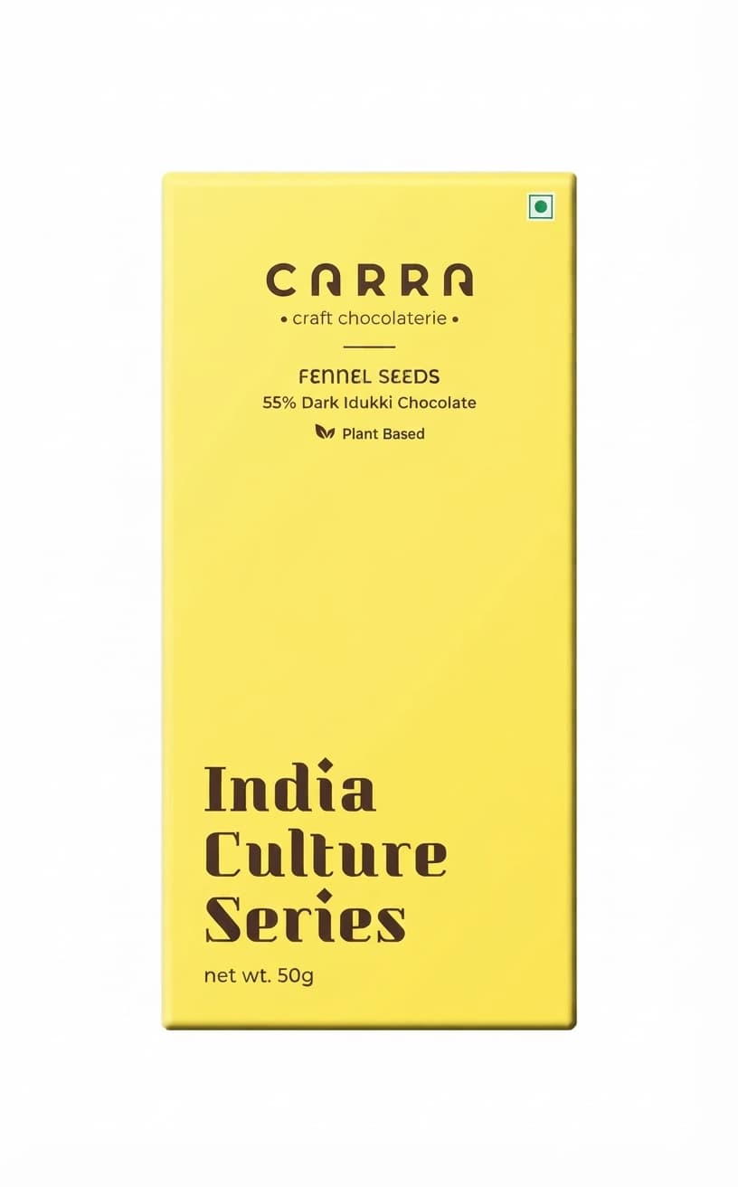 Fennel Seeds 55% 55% dark bar packaging by Carra