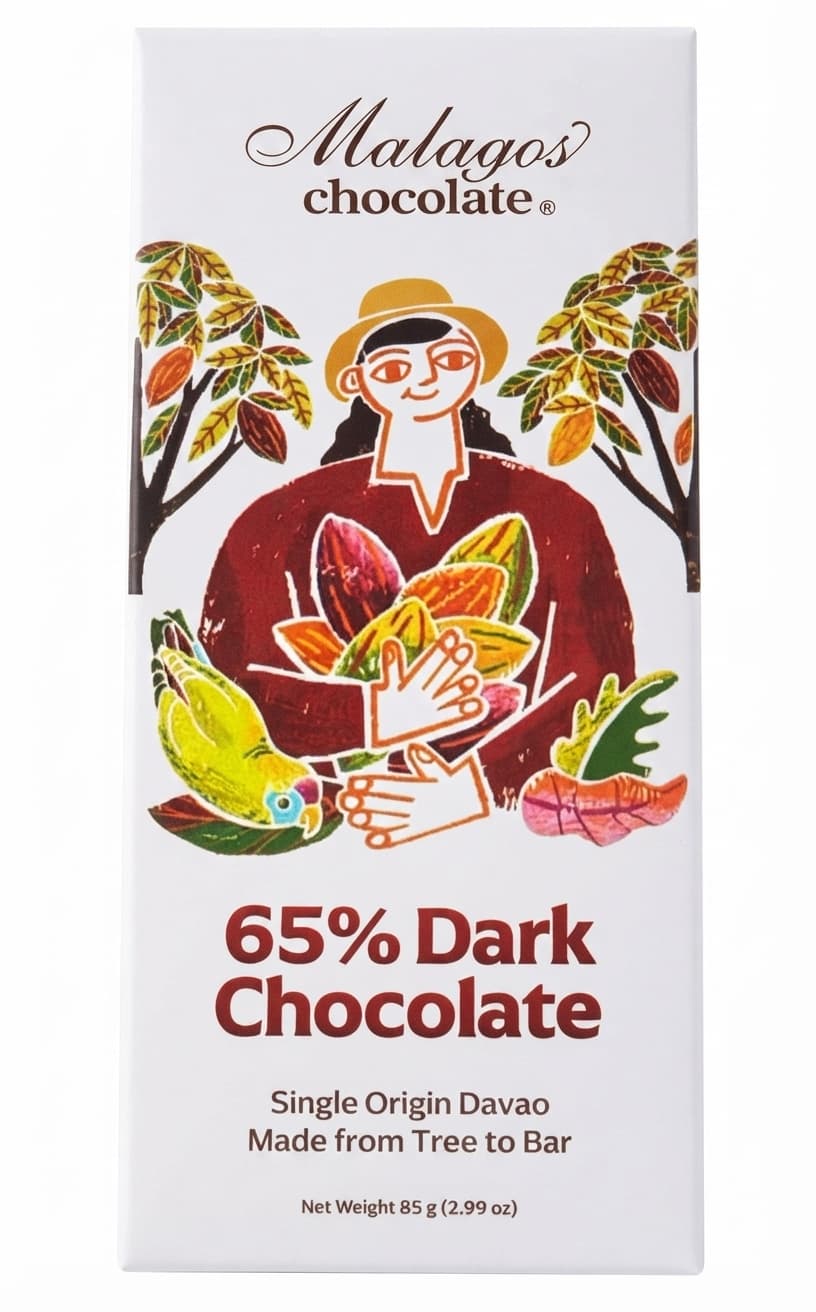 65% Dark 65% dark bar packaging by Malagos