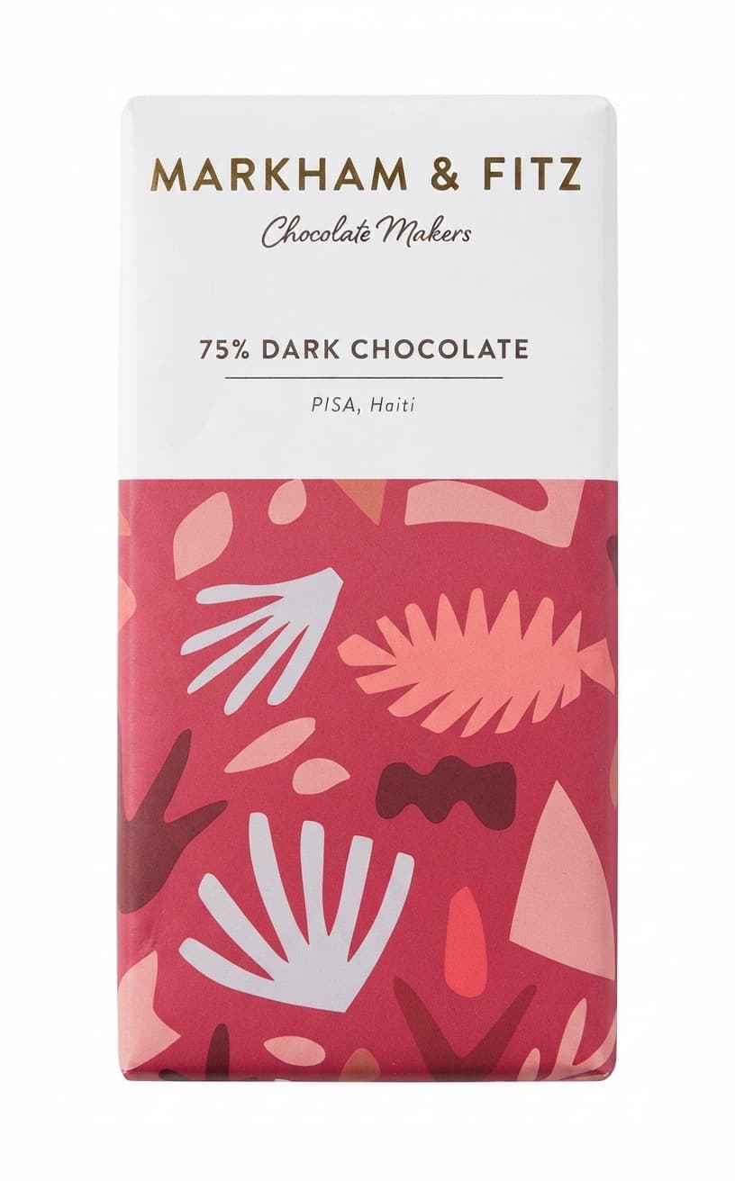 PISA 75% 75% dark bar packaging by Markham & Fitz