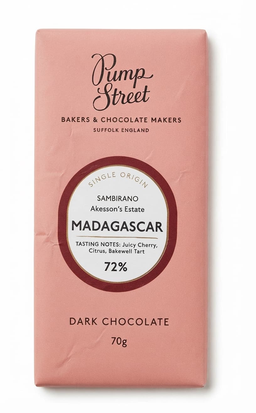 Madagascar 72% 72% dark bar packaging by Pump Street