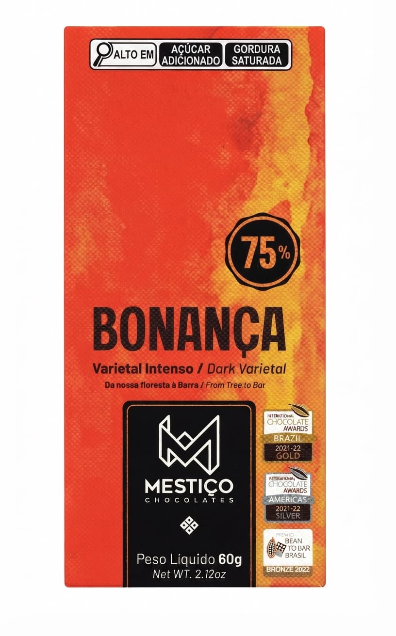 Bonança Varietal 75% 75% dark bar packaging by Mestiço