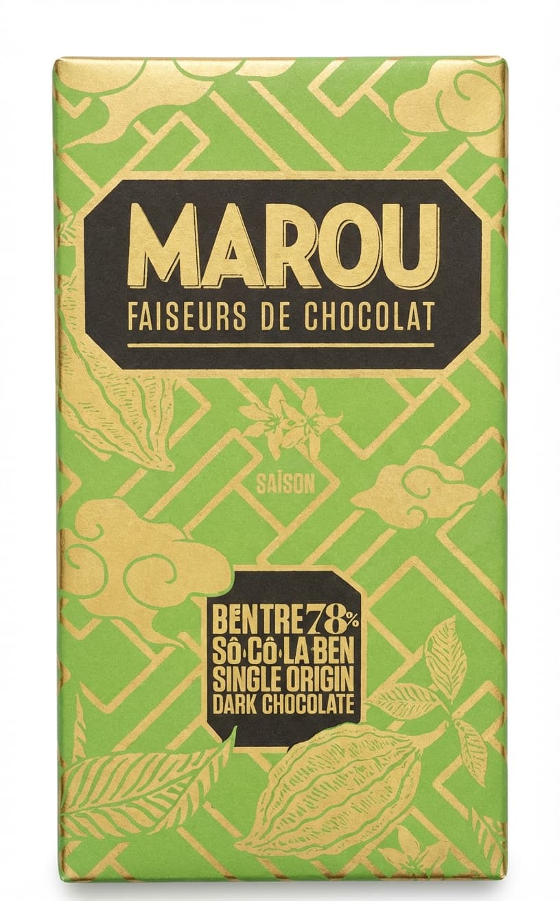 Ben Tre 78% 78% dark bar packaging by Marou Chocolate