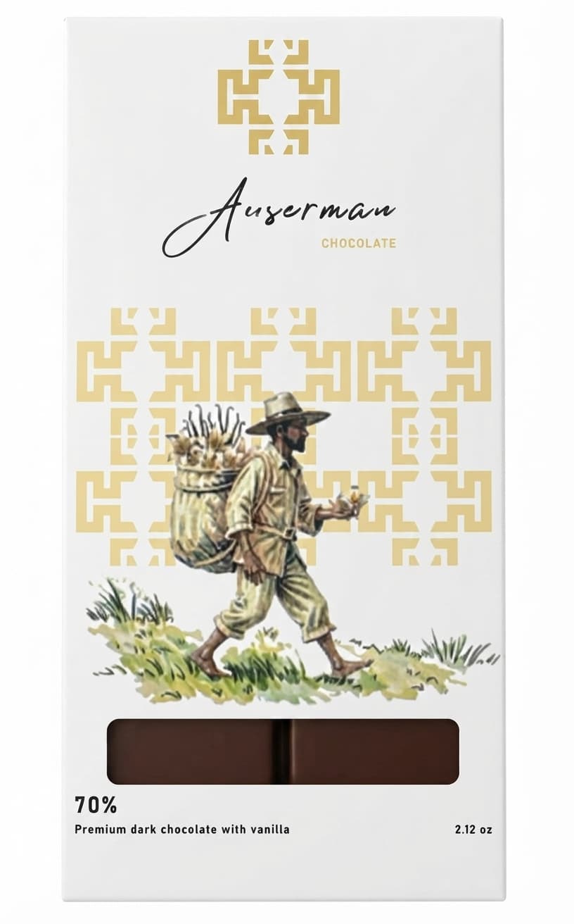Vanilla 70% 70% dark bar packaging by Auserman