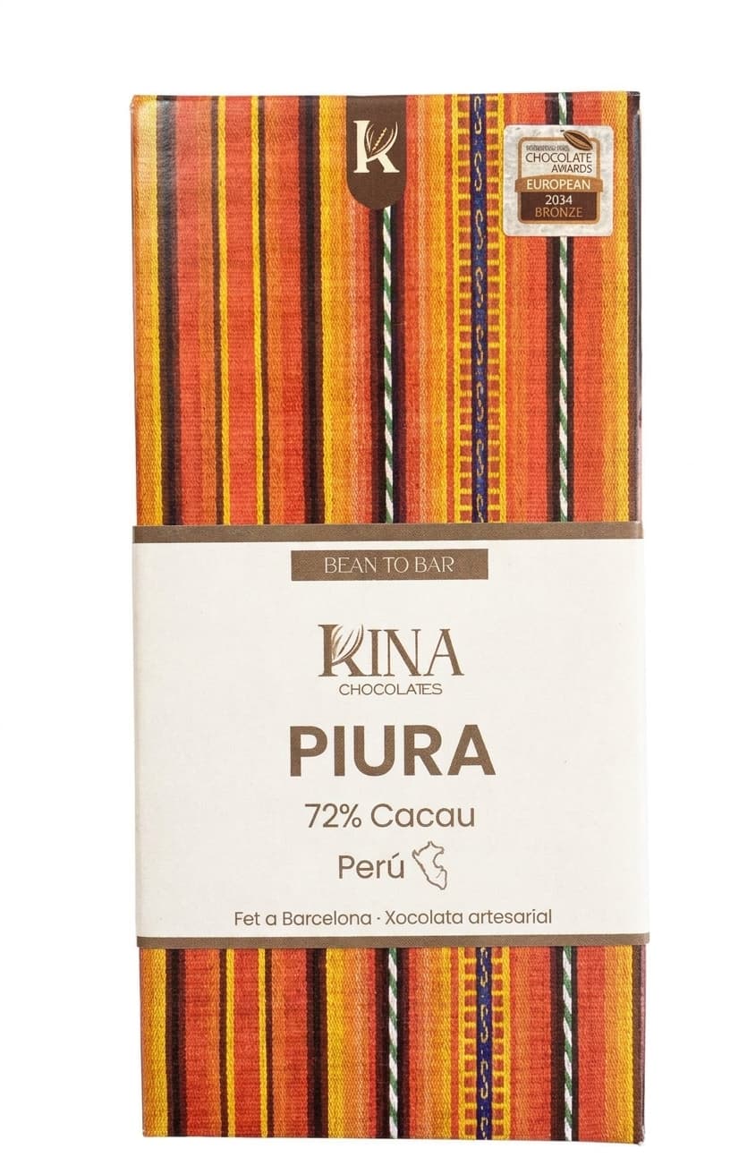 Piura 72% 72% dark bar packaging by Kina Chocolates