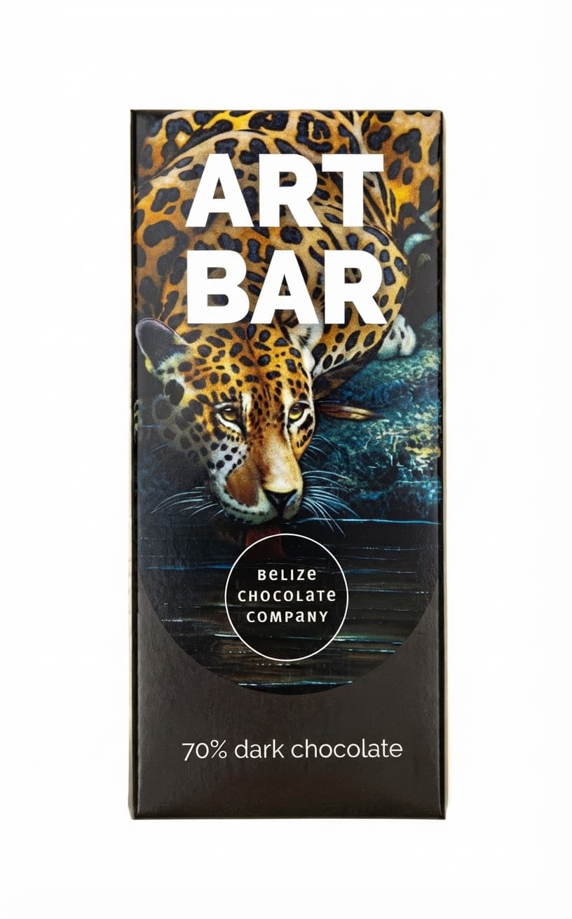 Art Bar 70% 70% dark bar packaging by Belize Chocolate Company