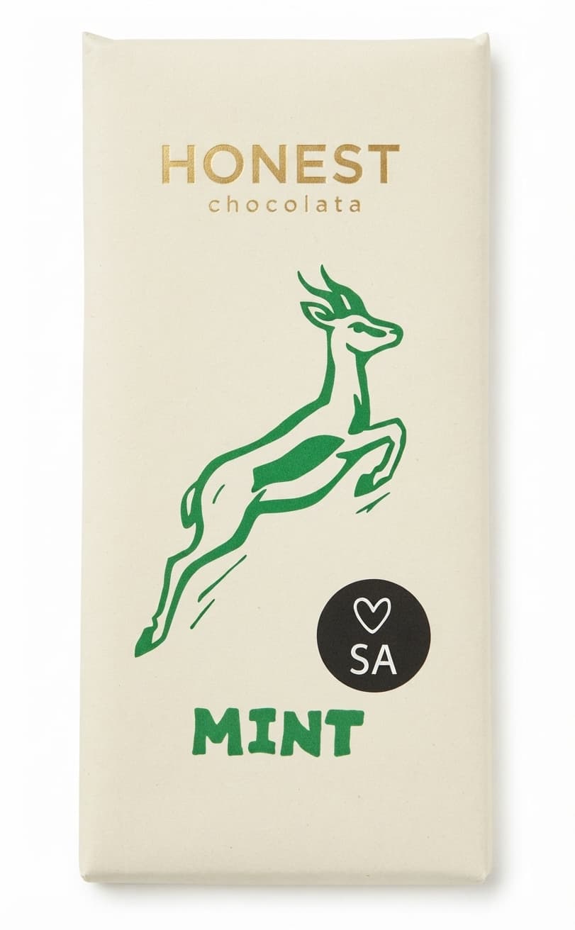 Mint 54% milk bar packaging by Honest Chocolate