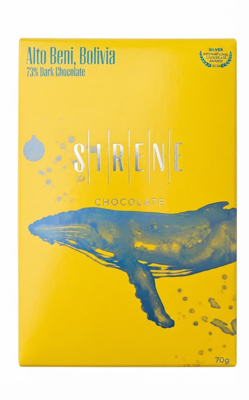 Alto Beni 73% 73% dark bar packaging by Sirene