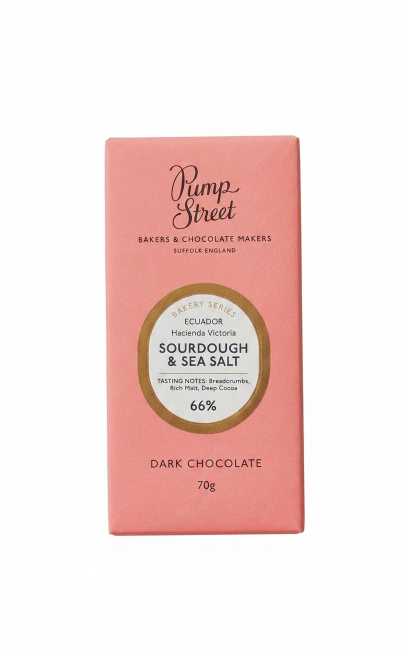 Sourdough & Sea Salt 66% 66% dark bar packaging by Pump Street