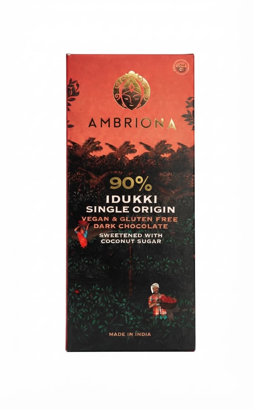 Idukki 90% 90% dark bar packaging by Ambriona