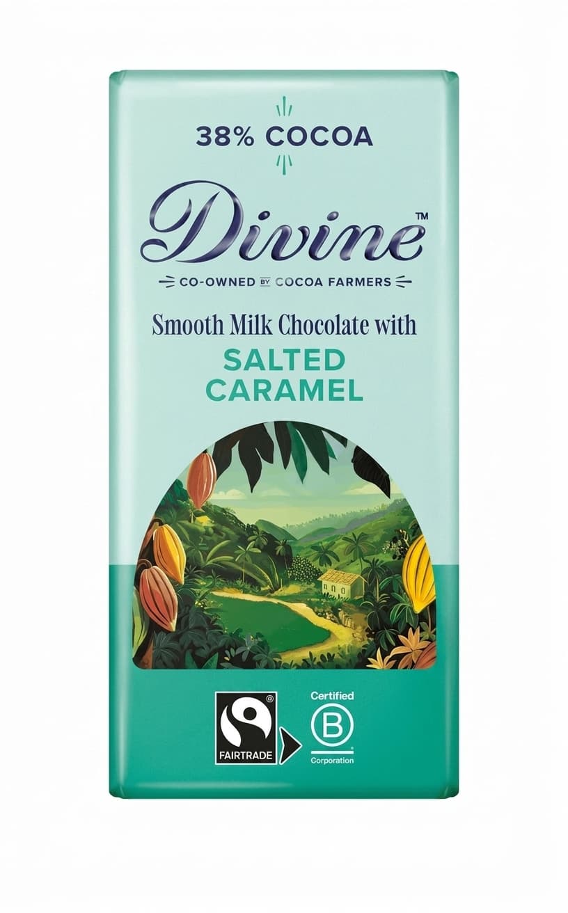 Salted Caramel 38% 38% milk bar packaging by Divine