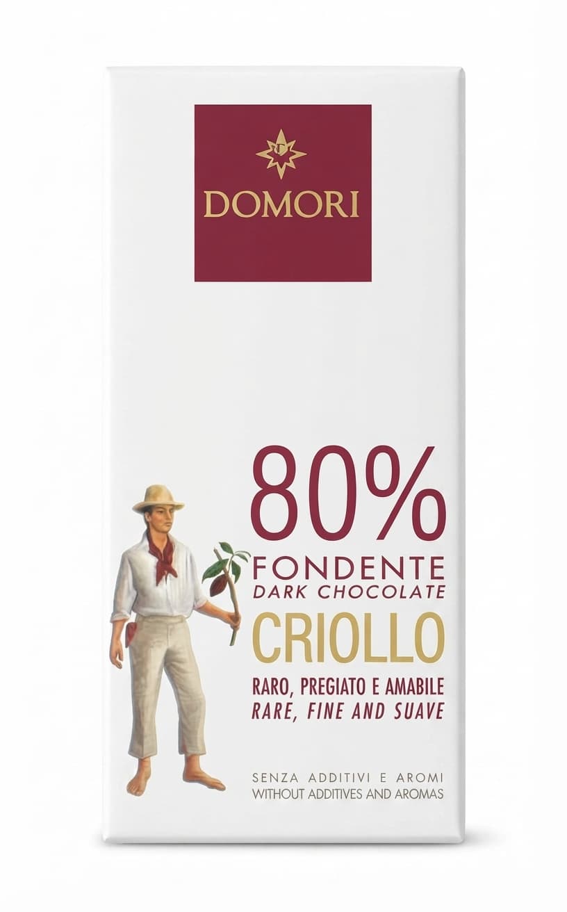 Criollo 80% 80% dark bar packaging by Domori