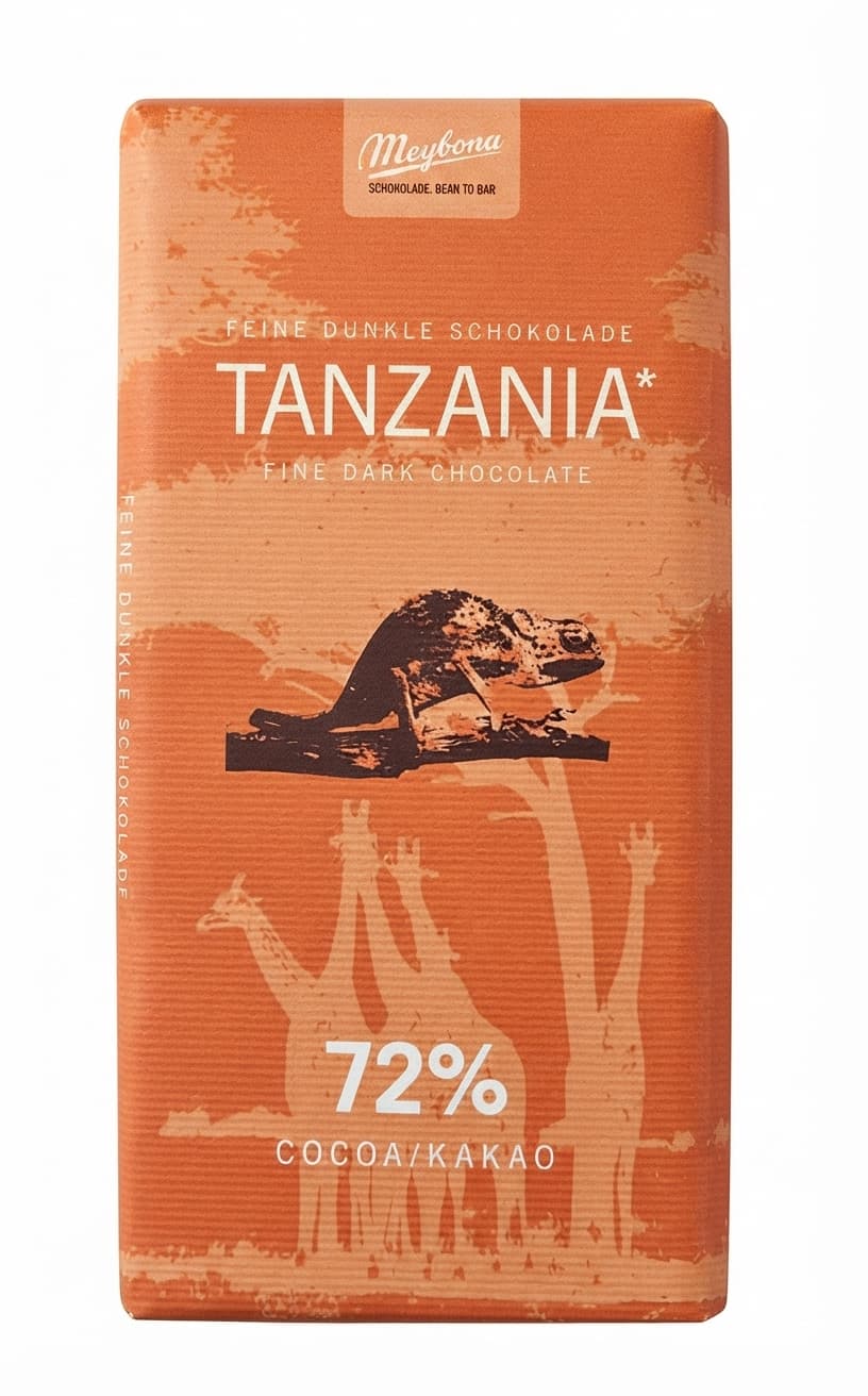 Tanzania 72% 72% dark bar packaging by Meybona