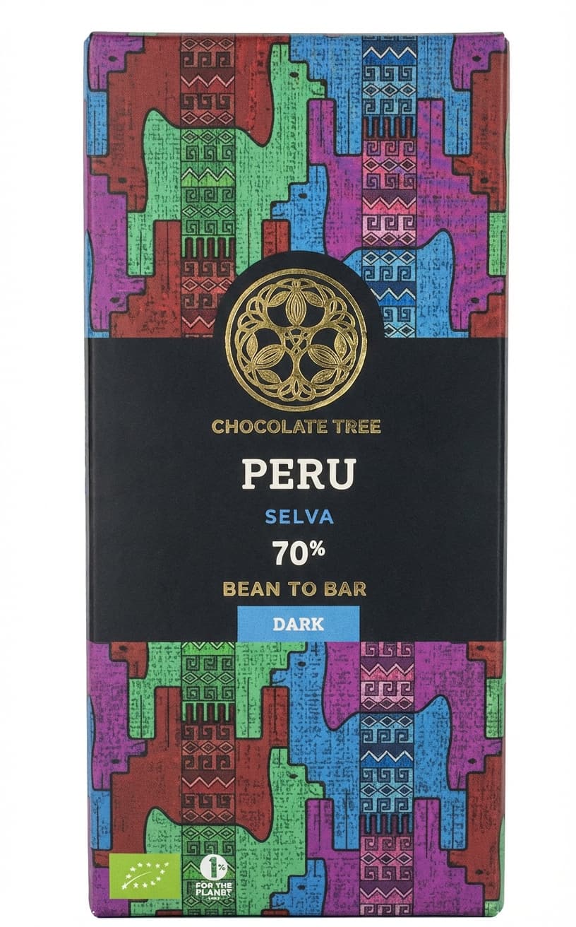 Peru Selva 70% 70% dark bar packaging by CHOCOLATE TREE