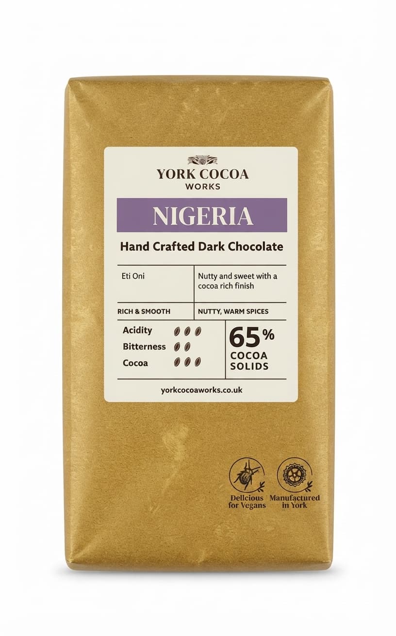 Nigeria 65% 65% dark bar packaging by York Cocoa Works