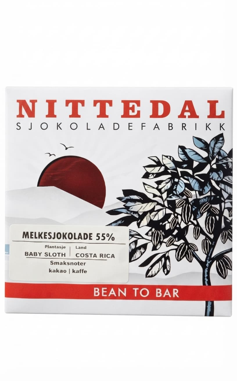 Melkesjokolade 55% 55% milk bar packaging by Nittedal Sjøkoladefabrikk