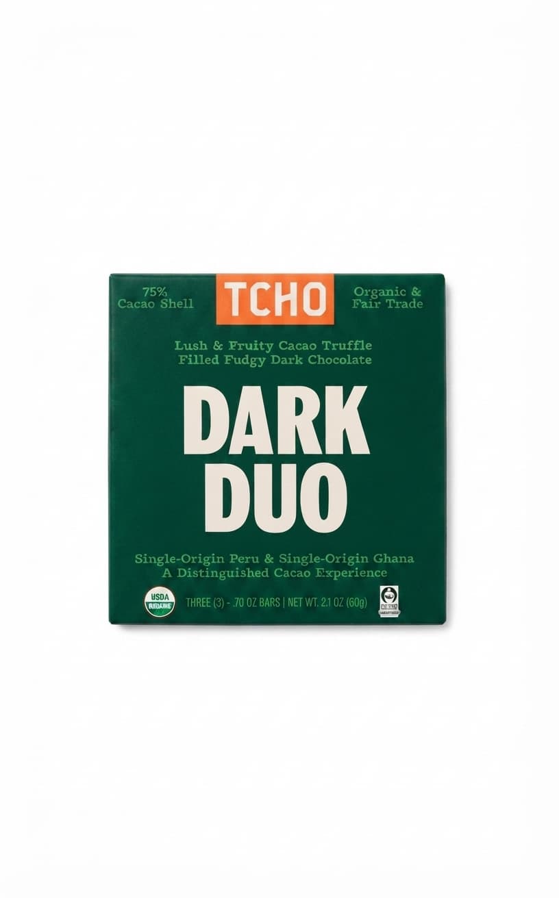 Dark Duo 75% dark bar packaging by TCHO