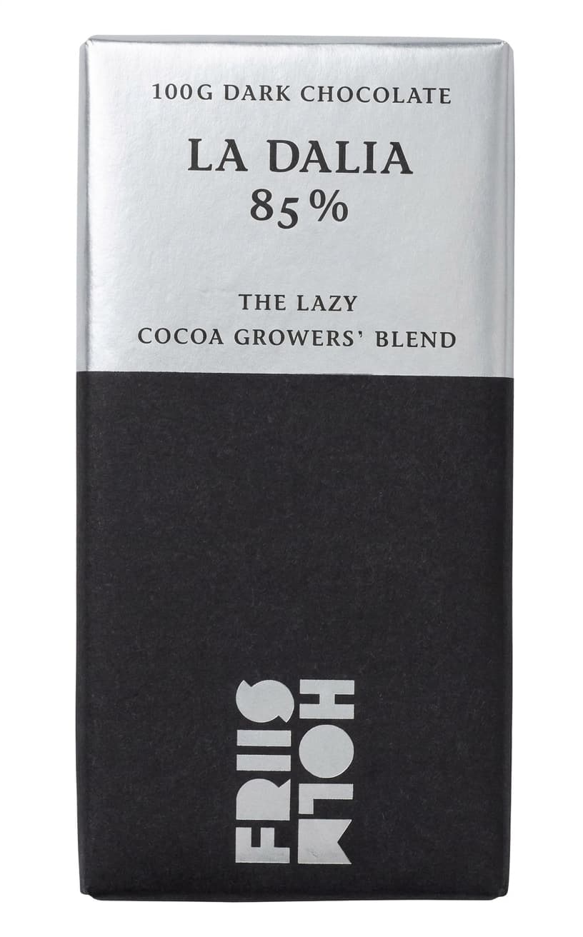 La Dalia 85% 85% dark bar packaging by Friis Holm